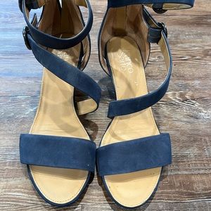 Navy Franco Sarto wedge sandals